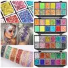 Christmas Sequins Decorative Body Cream Luminous Holographic Multicolor UV Chunky Glitter Gel Paste Palette 1