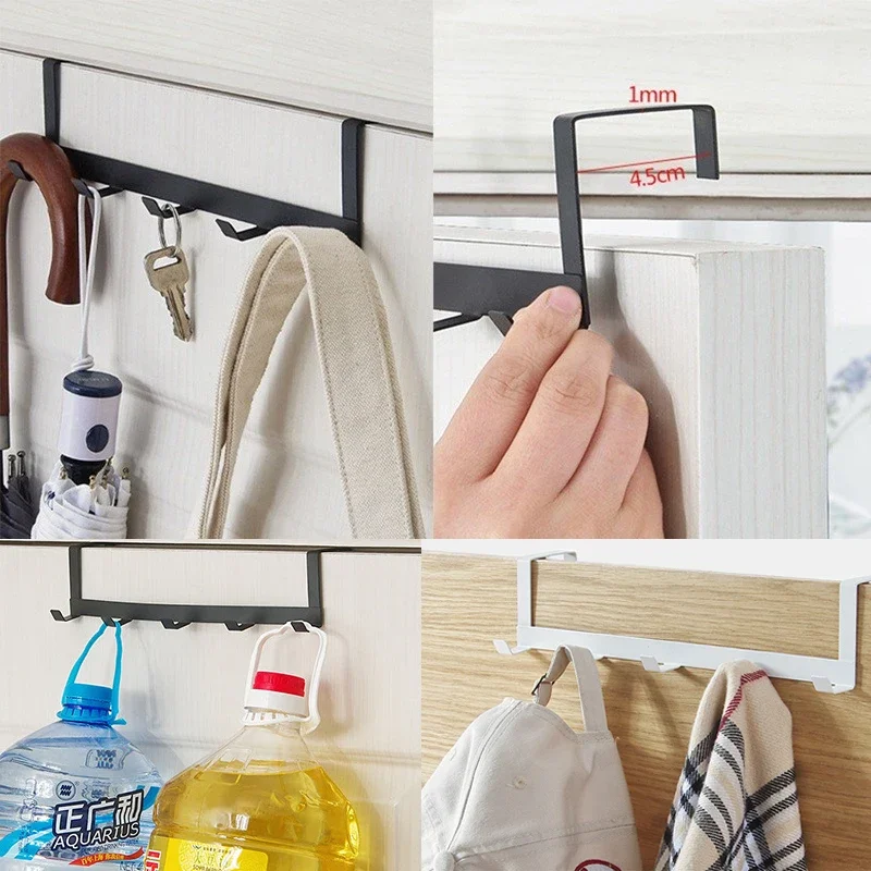 Storage Hook Over The Door 5 Hooks Home Bathroom Organizer Rack Clothes Coat Hat Towel Hanger Bathroom Kitchen Accessories Holder
