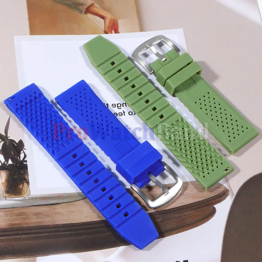 Premium Silicone Waterproof Sport Watch Band with Pin Buckle - Soft Rubber Strap