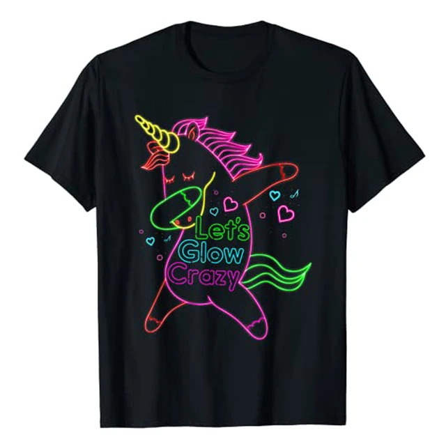 Neon Unicorn Let's Glow Crazy Retro 80s Group Party Squad T-Shirt