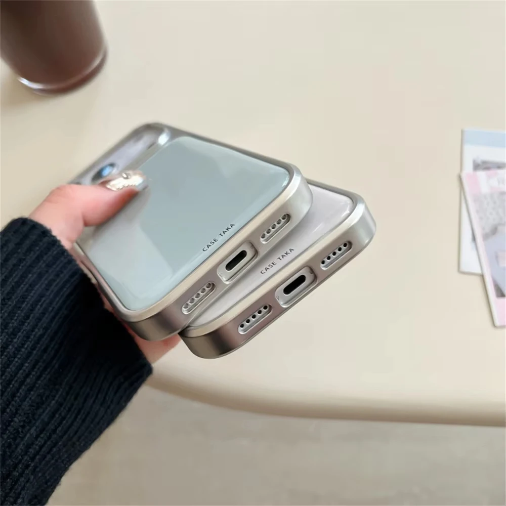 Macaron Solid Color Electroplated Resin Casting Phone Case