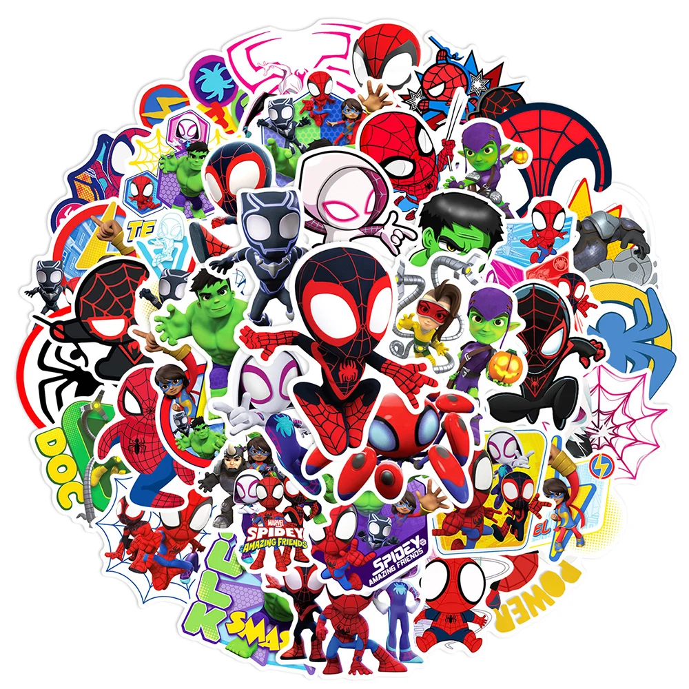 50PCS New Spider Man Amazing Friends Sticker DIY Guitar Laptop Luggage Skateboard Graffiti Decals Fun for Kid 2