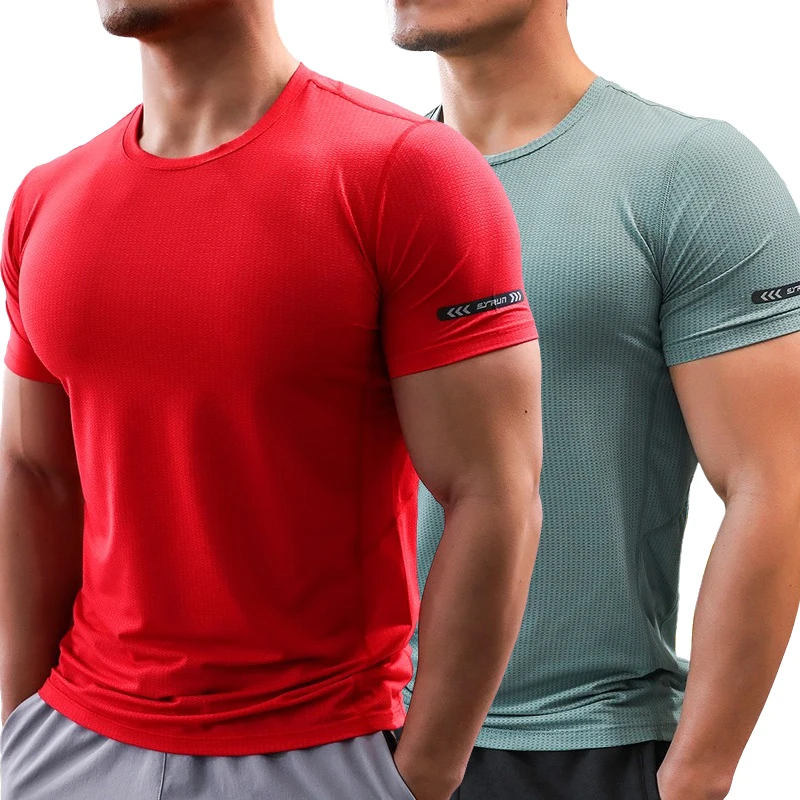 Mens Athletic T-Shirt Fast Drying Running Workout Shirts Activewear Top Slim fit 