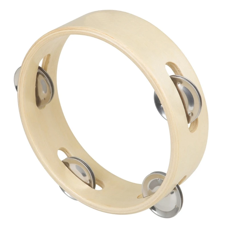 Single Row Tambourines Round Handbell Handheld Tambourine Musical Instrument for Adults, Kids, Church, Bars