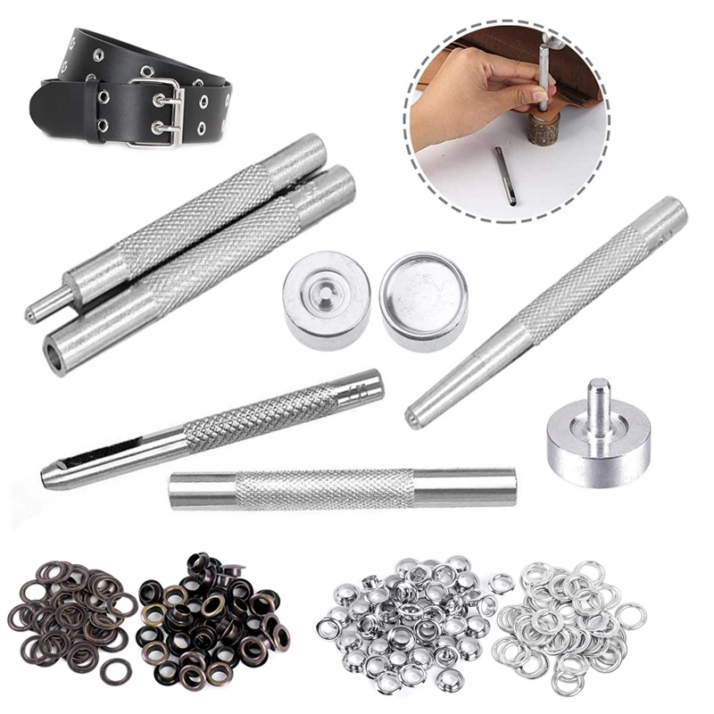 Metal Eyelet Grommet Punch Installer Tool Set 80sets 4mm 5mm 6mm 8mm 10mm 12mm for Belt Clothes Canvas Curtains Shoes Tent eyelet punch tool set,eyelet grommet ring,grommet eyelet kit,grommet punch tool,grommet tool kit,grommet tool,eyelet grommet dies,metal snap button tools