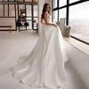 SoDigne Modern Wedding Dress V-Neck Sleeveless Lace A Line Bridal Gowns Beach Satin Wedding Gowns  Custom Made Robe De Mariee 2