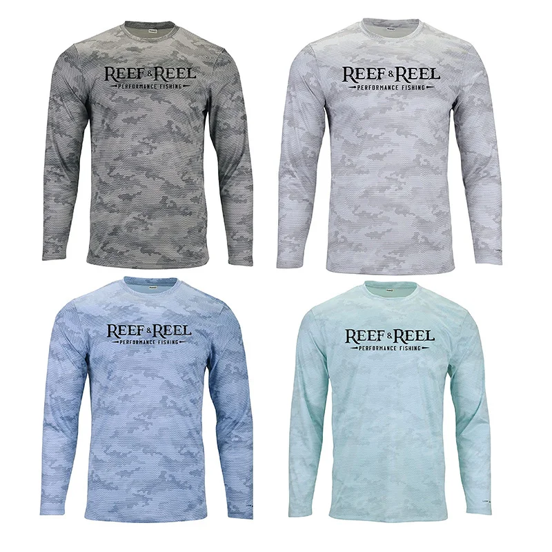 

REEF & REEL Men Fishing Clothing T Shirts Long Sleeve Sun Protection Uv Breathable Summer Fish Shirt Camisa De Pesca Solid Color