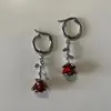Gothic Punk Taboo Rose Flower Hoop Earrings for Women Dark Black Style Metal Rose Dangle Drop Earrings Party Jewelry Gifts 1