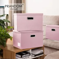Foldable Storage Bins with Lids [5-Pack] Leather Fabric Collapsible Storage Boxes Organizer Containers Baskets Cube 2