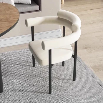 Nordic Light Luxury Metal Minimalist Dining Chair Hotel Living Room High-end Iron Dining Chair Design Simple Home Furniture FYDC