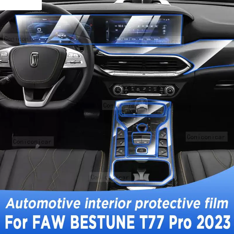 

For FAW BESTUNE T77 PRO 2023 Gearbox Panel Navigation Screen Automotive Interior TPU Protective Film Cover Anti-Scratch Sticker