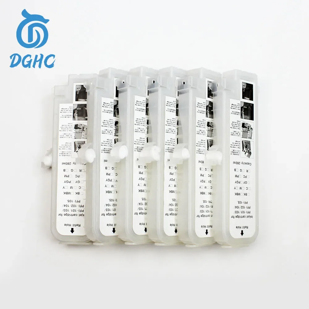 

280ML 12pcs PFI-101 PFI-103 Refillable Ink Cartridge With Chip for Canon iPF5000 iPF5100 iPF6100 iPF6200 printer