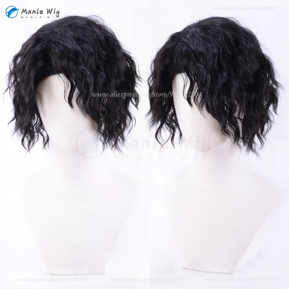 

Sakusa Kiyoomi Wigs Cosplay Anime Haikyuu Sakusa Kiyoomi Cosplay Wig Short Wave Black Fluffy Wig Heat Resistant Hair + Wig Cap