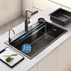 Stainless Steel Kitchen Sink Undermount Washbasin Large Single Slot Embossed Thickened Dishwasing Sinks 1