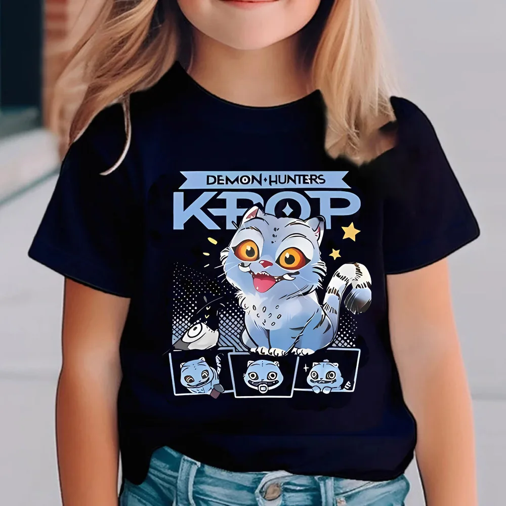 Kpop Demon Hunters Children's T Shirt Short Sleeve T-shirt Cute Kpop Demon Hunters Tiger Harajuku Tshirt for Boys Girls 4
