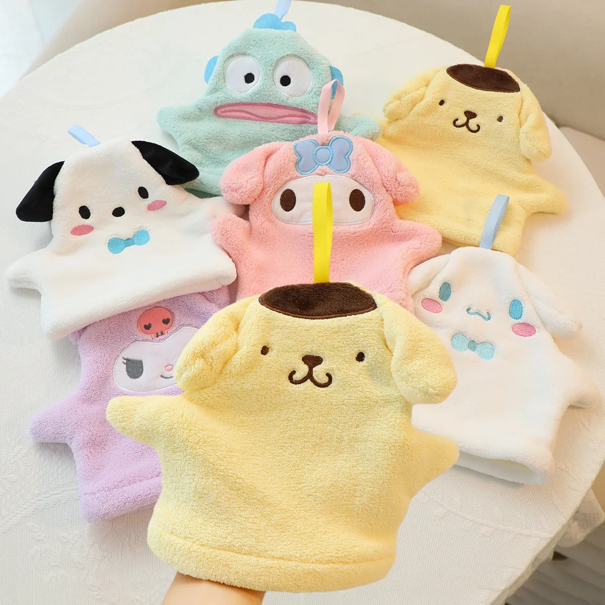 

Kawaii Sanrios Cinnamoroll Kuromi Mymelody Soft Children Bath Towels Brushes Cartoon Shape Bath Gloves Elastic Cleaning Gloves