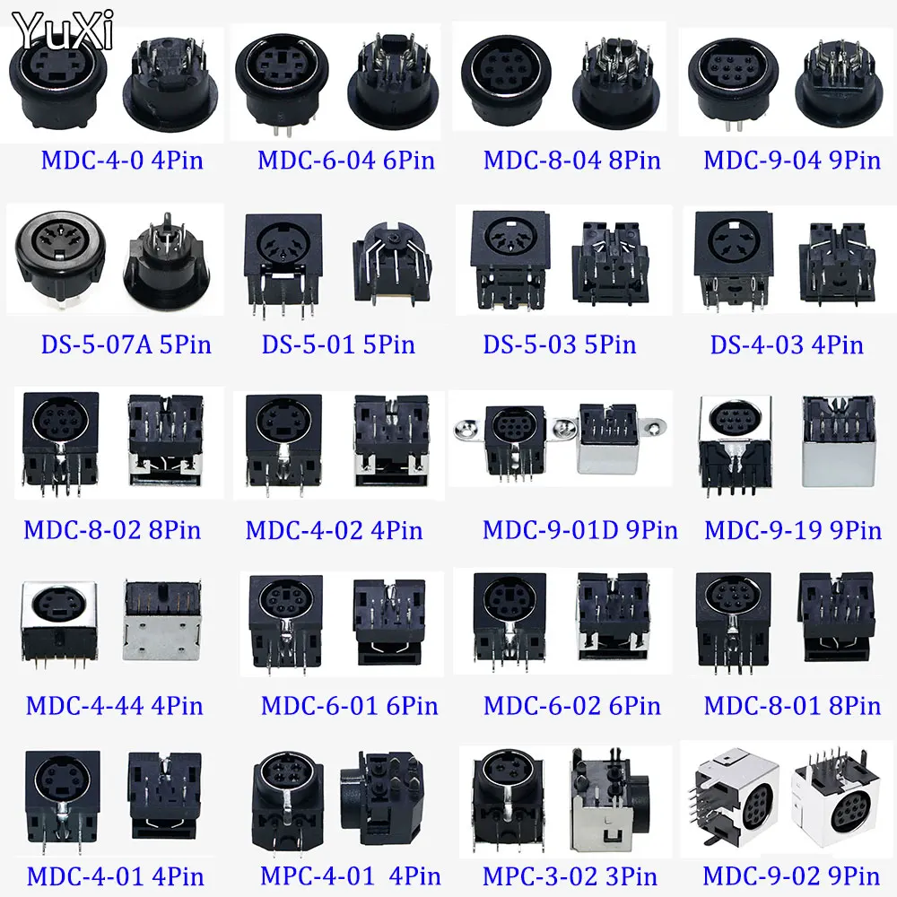 Yuxi 10Pcs Connettore Audio Video S-Video Pcb Mount 4/6/8/9 Pin Presa Din Tono Argento Ps2 Circolare Din Micro Jack Terminale Pcb