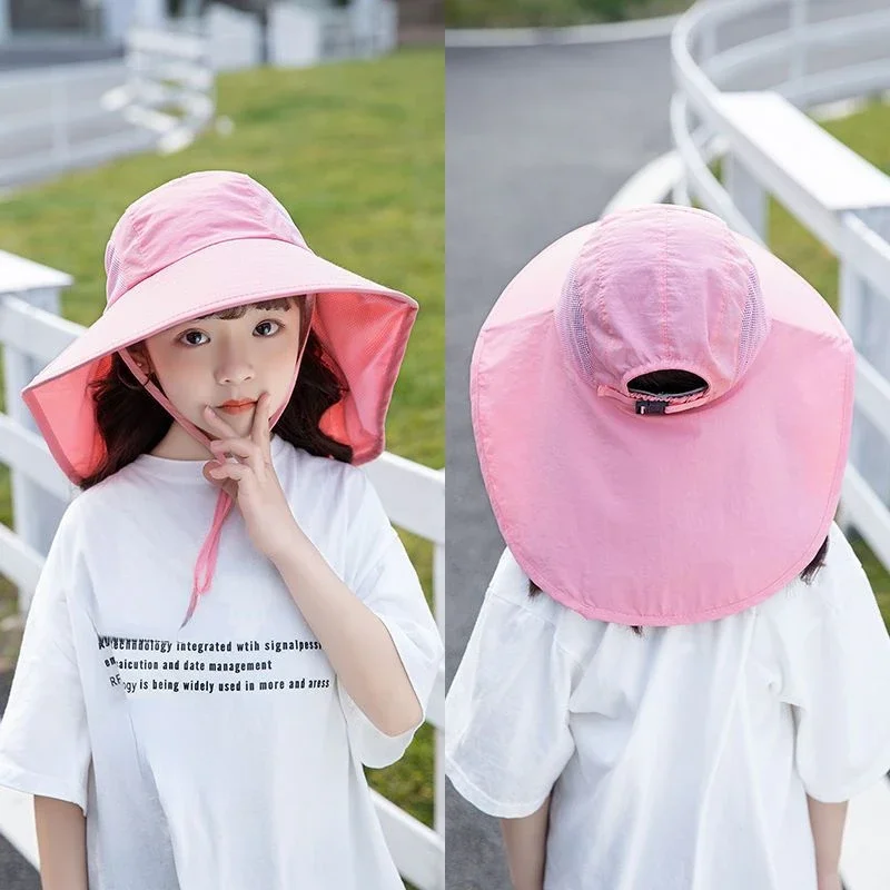 Wide Brim Bucket Hat UV Sun Protection Cap Neck Face Ear Flap Cover Hat  Outdoor