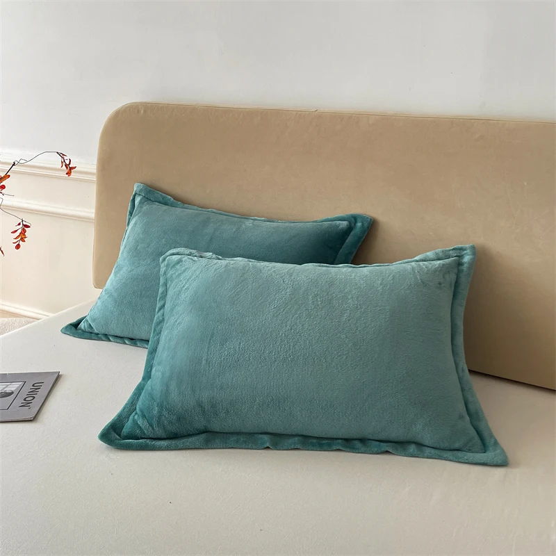 Solid Color Pillows Cover Velvet Pillowslip funda almohada 48x74cm Pillowcase Rectangle Cushion Cover 2pcs Warm Pillow Cases 3