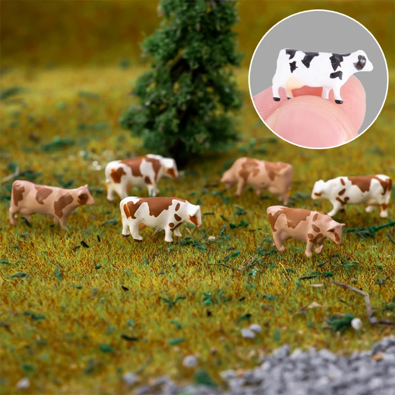 

Scale 1:150 Cow Model ABS Miniature Cattle Animals Materials For Making Farm Sand Table Scene Layout Diorama Kits 6Pcs