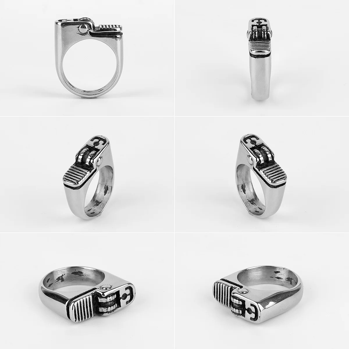 Stainless Steel Men Rings Cigarette Lighter Funny Punk Rock Hip Hop for Biker Male Boyfriend Jewelry Creativity Gift Wholesale 5
