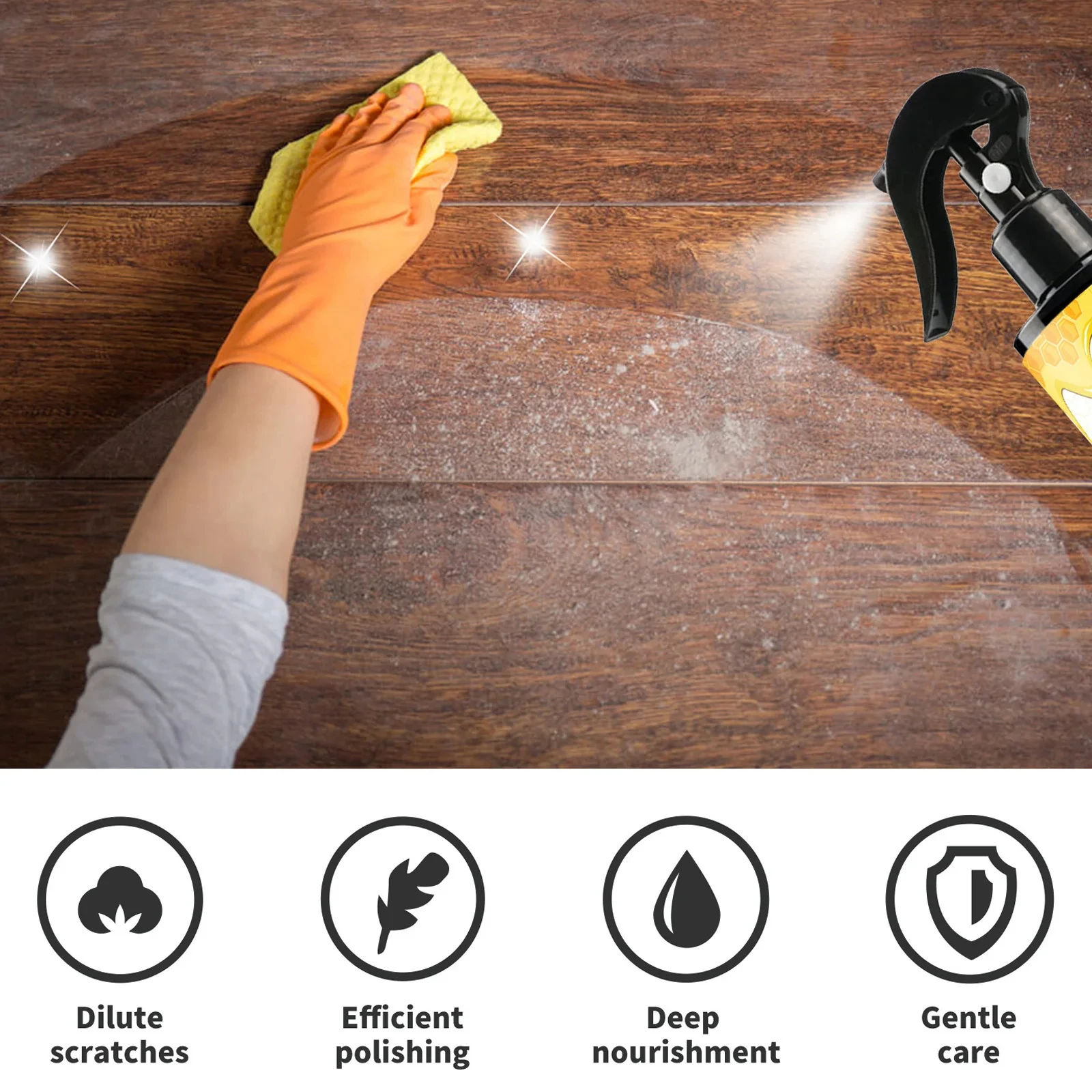 Natural Beeswax Spray Multi-purpose Waterproof Wear Resistant Furniture Polish for Wooden Floors Stain Scratches Repair Cleaning