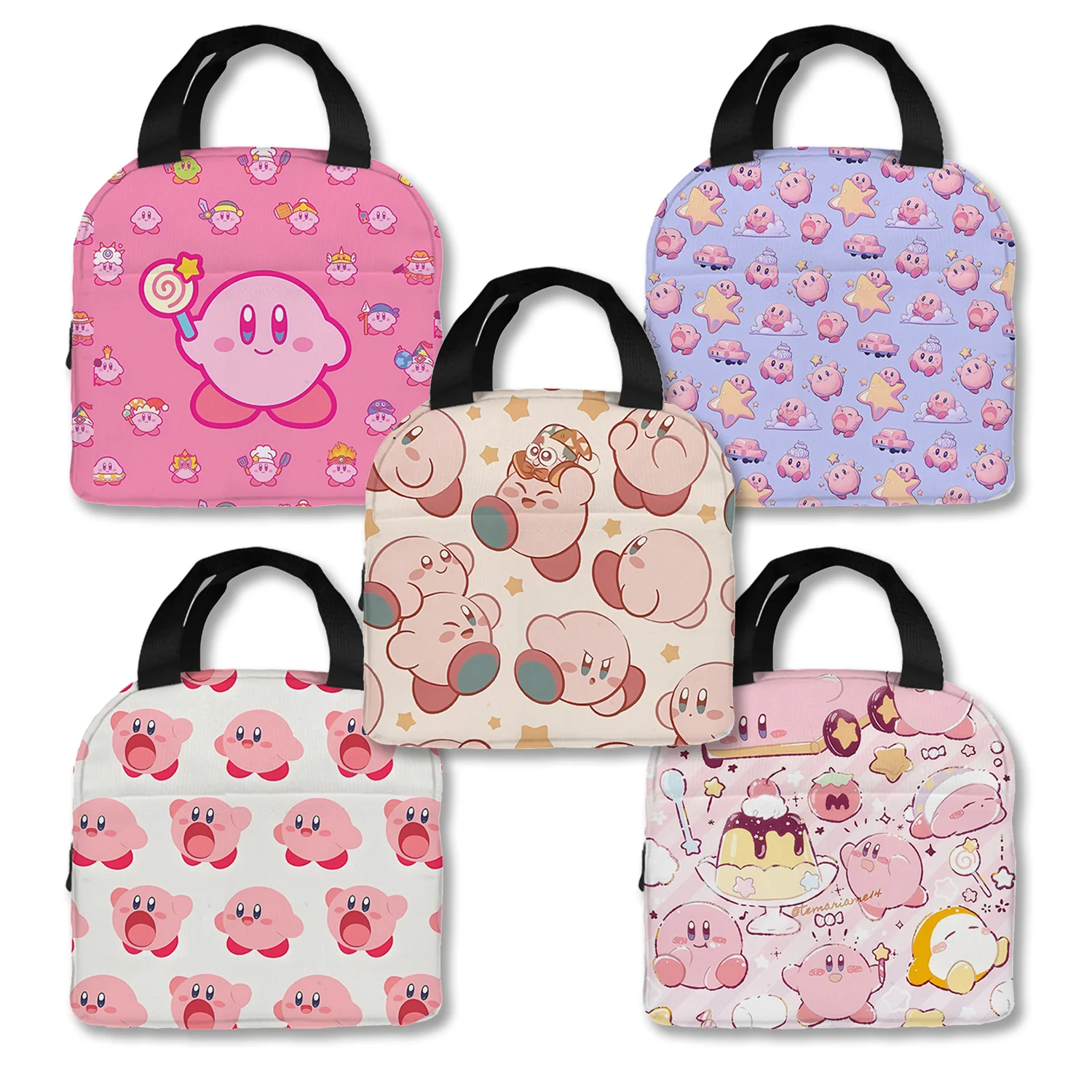 Kirby Lunch Bag Cartoon Full Printing Handbag Insulated Pack Forniture Per Studenti Di Scuola Per Ufficio Portatile Borsa Per Pasti Da Picnic All'Aper