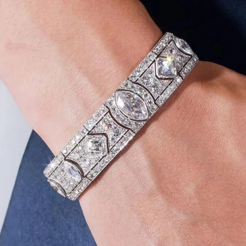 

ZOCA Artdeco 925 Sterling Silver Unisex Bracelet Antique Jewelry Couple Bracelets