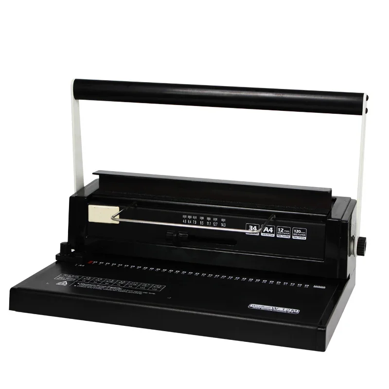 Binding Machine W12m Iron Ring Binding Machine 34 hole loose leaf iron ring punching machine double coil manual Wire binding machine