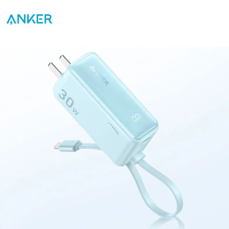 בנק כוח אנקר USB בלוק מטען 3-in-1 5,000mah מטען נייד עם מובנה כבל USB-C ותקע cn play a1636