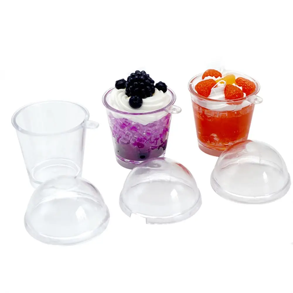 10pcs Miniature Frappuccino Cup Cover Lid Ice Cream Cups Plastic DIY Macaron Cake Decorating Home Kitchen