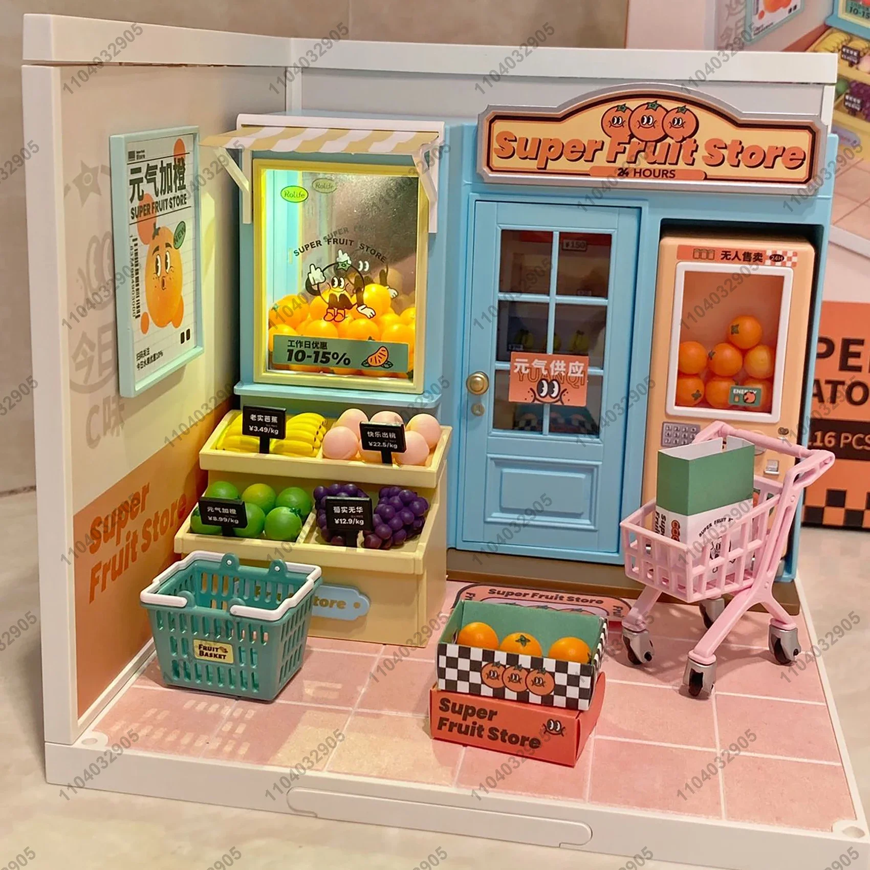 Play House Dollhouse Miniature House 3D Puzzle Coffee Shop Bookstore Convenience Store Assembly Toy With Lights Scenario Display 4