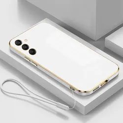 Luxury Square Plating Shockproof Phone Case with Stylish Back Cover for Galaxy A25 (Gs6D White)