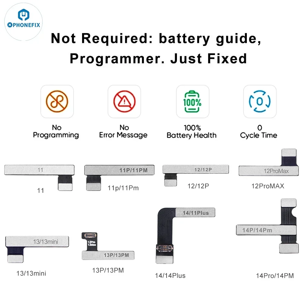 PHONEFIX iPhone Battery Pre-Programmed Tag On FPC for iPhone 11-15PM Unable to Verify Genuine Error Message Removal Battery Flex