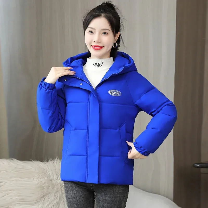 

Short Cotton-Padded Jacket Women Parkas 2024 Winter New Fashion Hooded Student Thin Bread Clothing Female Loose Outerwear G2882