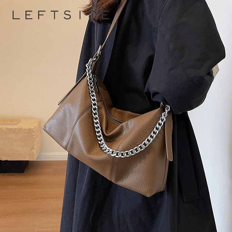 

LEFTSIDE, однотонные простые Наплечные сумки в стиле ретро для женщин 2023, женские кожаные сумки и кошельки, женская дизайнерская сумка через плечо