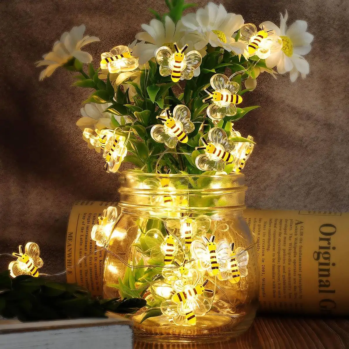 Bee-Themed Battery Operated String Lights for Indoor and Outdoor Decoration