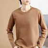 100% Pure Cotton Sweater Men's Round Neck Pullover 2024 Spring Autumn New Long Sleeved Sweater Casual Loose Knit Bottom Thin 1