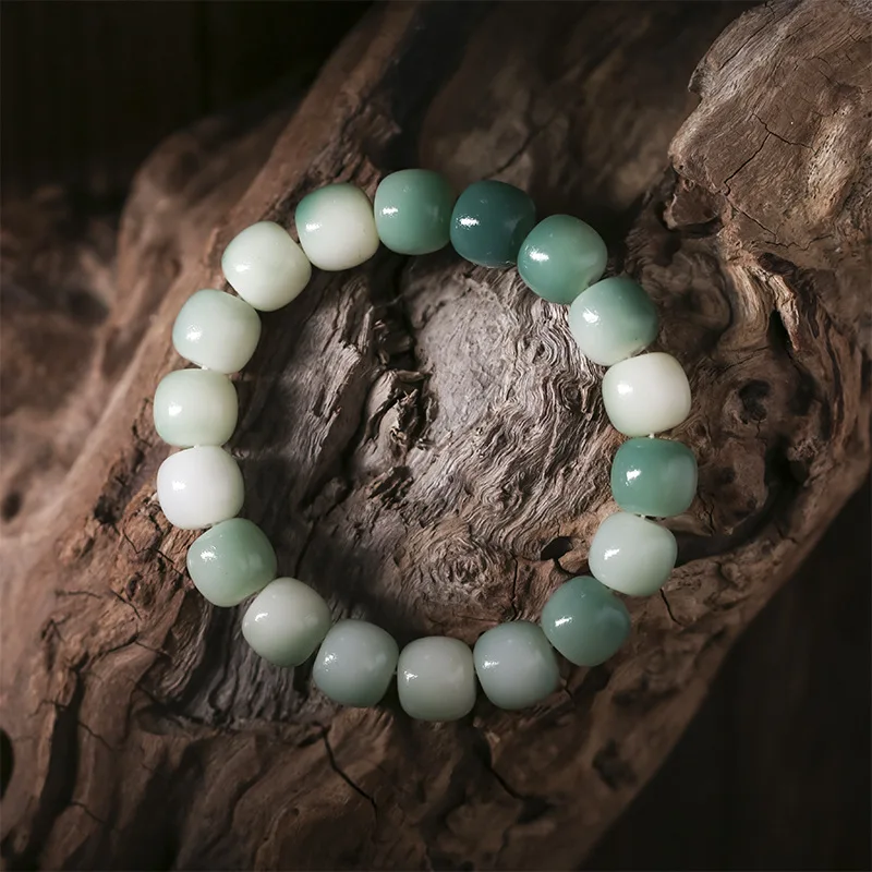 

Finger Soft Discs Playing Green Women's Art White Jade Gradual Male Bodhi Bracelet Weathered Bodhi Child Selection Bodhi