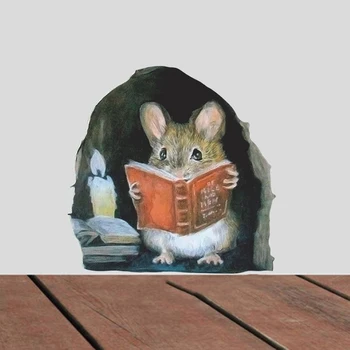 3pcs Realistic Mouse Hole Wall Stickers for Corner Stairs Funny Home Decor Pvc Vinyl Opaque Wallpaper for Living Room Decoration 1