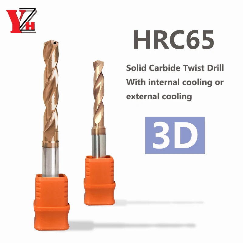 YZH 3D 3.3mm-20mm HRC65 Carbide Twist Drill With  Solid Tungsten Steel CNC For Hard Metal