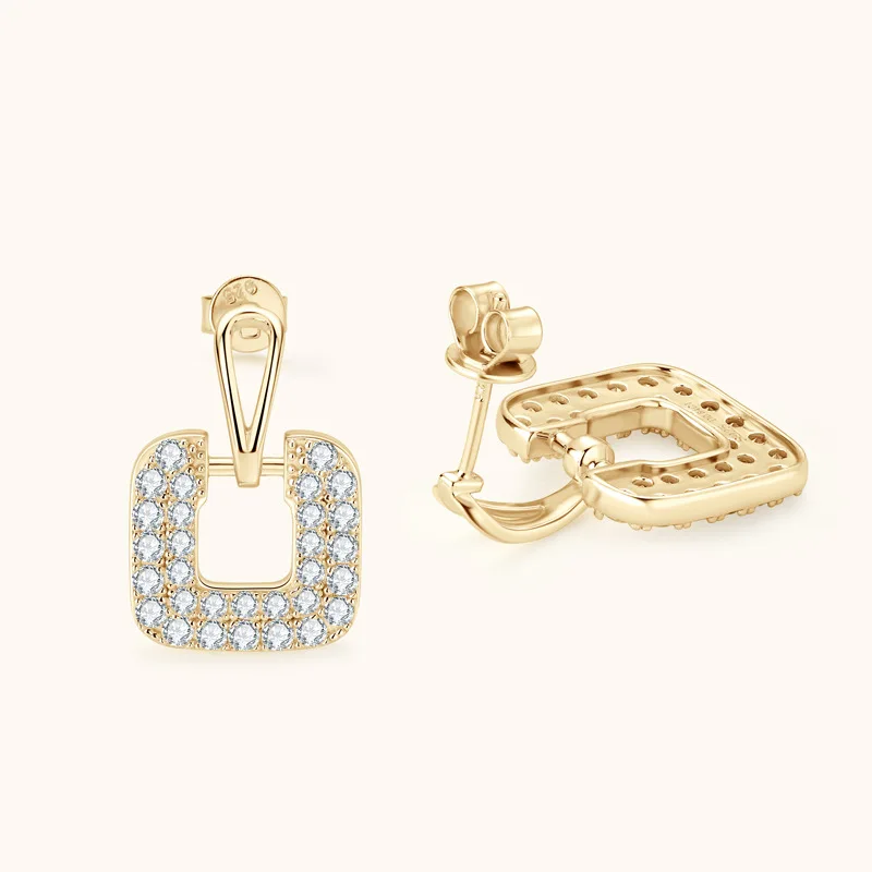 Apaison 925 Sterling Silver Full Moissanite Drop Earrings For Women  Fine Jewelry Girl Gold Plated Earrings Anniversary Gifts