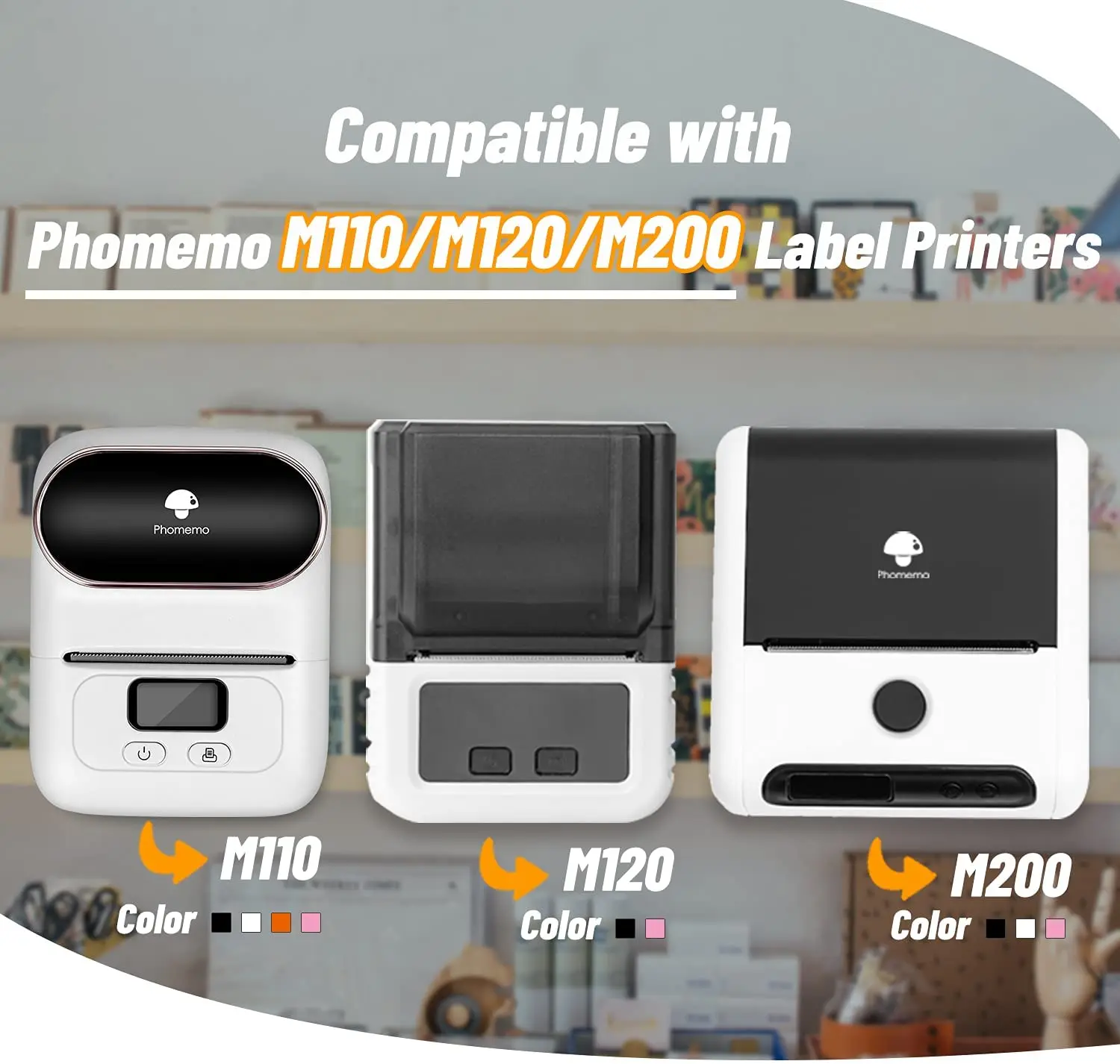 Phomemo-다목적 사각 셀프 접착 라벨 용지, Phomemo M110/M200 라벨 프린터 용지 롤