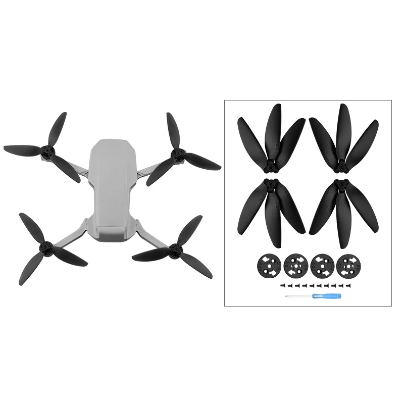 Elica A Tre Pale Per Dji Mavic Mini/ Mini 2 Drone Puntelli Lama Di Ricambio Ventole Ad Ala Per Dji Mini 2, Nero