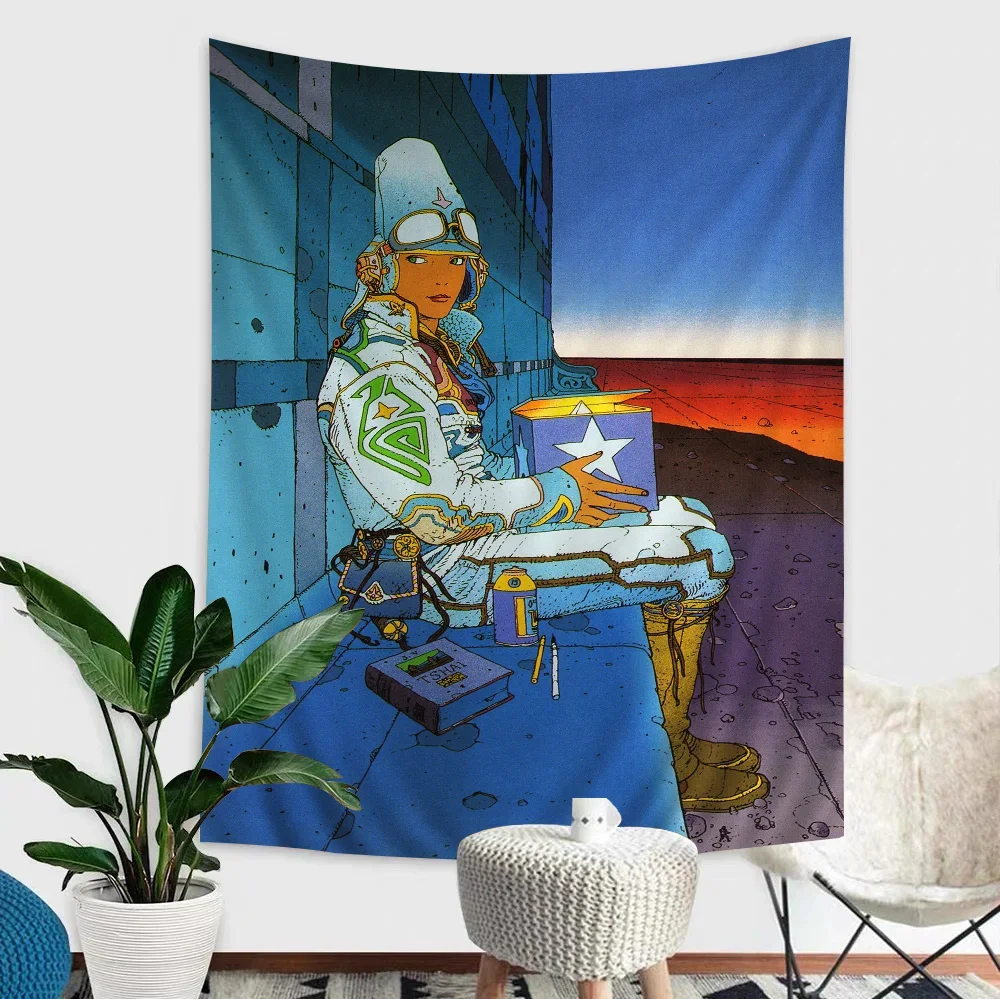 Moebius Cartoonist Hanging Bohemian Tapestry Bohemian Wall Tapestries Mandala Kawaii Room Decor