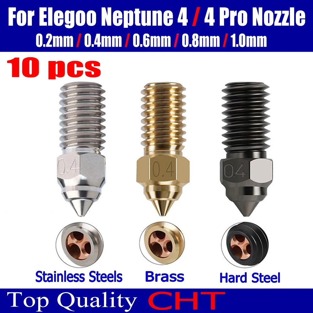 CHT Nozzle For ELEGOO Neptune 4 Nozzle 3D Printer Parts Nozzles for Elegoo Neptune 4pro Hardened Stainless Steel Brass Nozzle