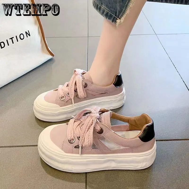 

WTEMPO Thick-soled Hollow Board Shoes Women's Summer Big Head Breathable Sponge Cake-soled Roman Shoes Wholesale Dropshipping