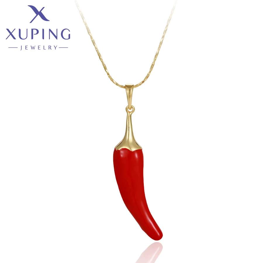 Gold Plated Pepper Shaped Earrings and Necklace Jewelry Set