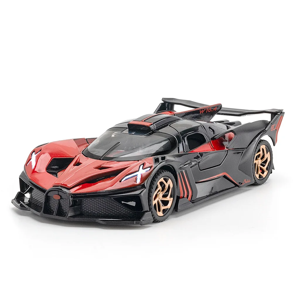 

Металлическая модель суперкара Bugattis Bolide в масштабе 1:32 со встроенной и звуковой передачей, литой Супер спортивный автомобиль, игрушечный автомобиль