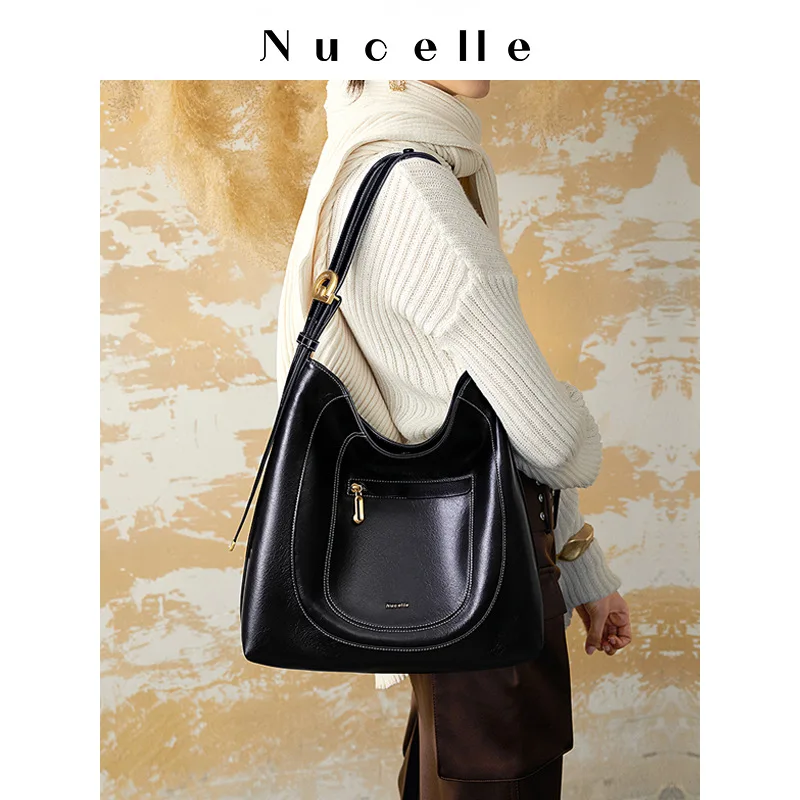 

Женская сумка через плечо, новинка осень/зима 2023, вместительная сумка из масляной и вощеной кожи для поездок, сумка-мешок через плечо